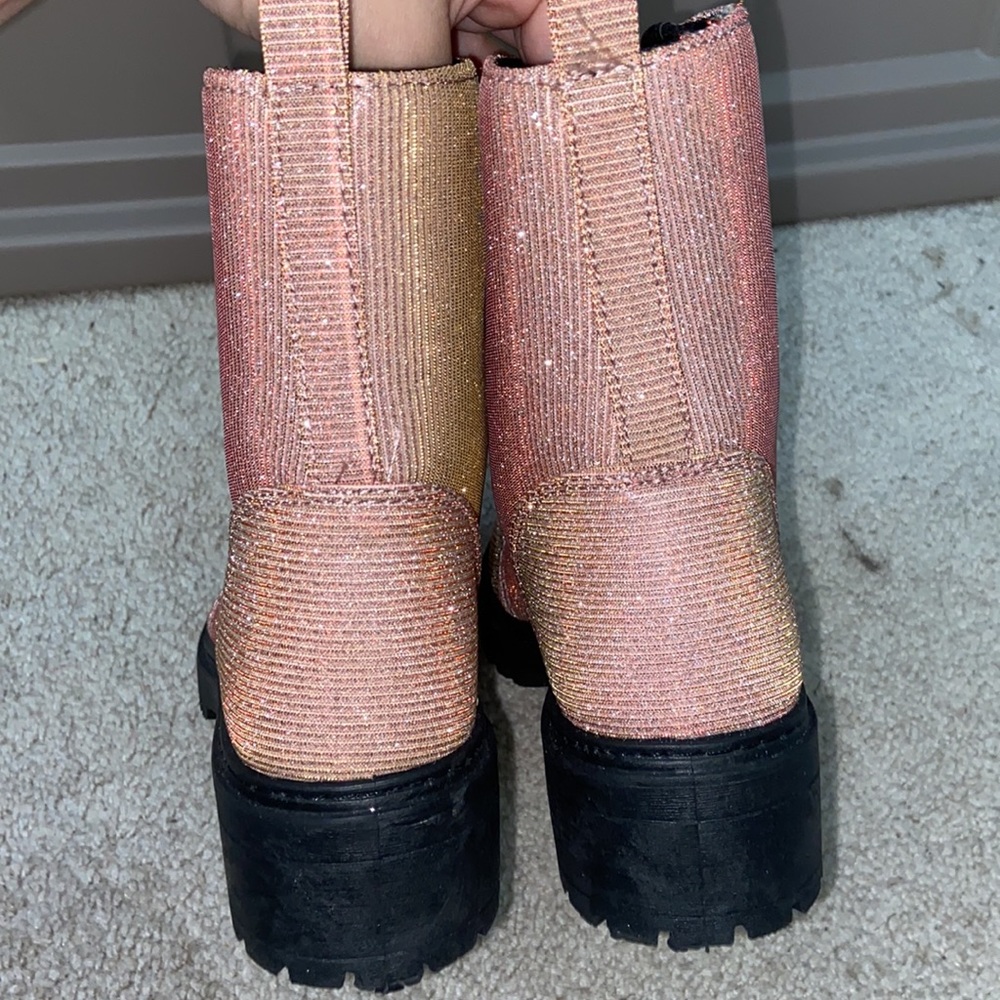 NWOT Rose Gold Combat Boots - Picture 4 of 4